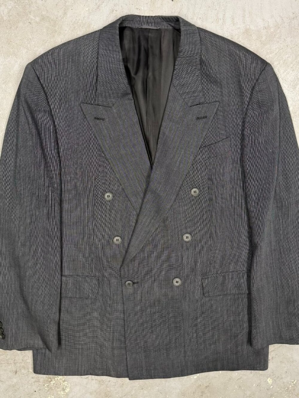Vintage Coppley Double Breasted Blazer Wool Sport Coat Birdseye Grey 44R
